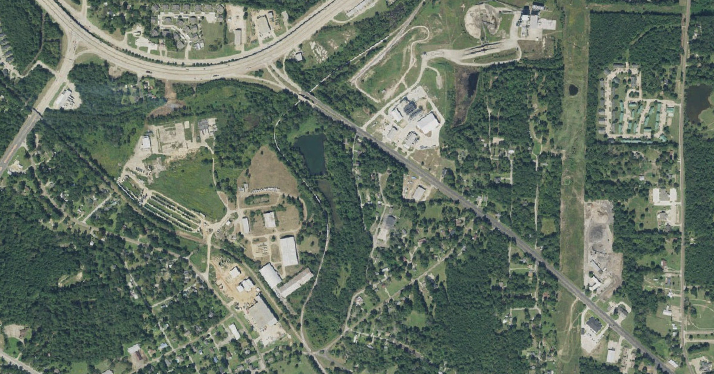 Aerial view of the 1606 Corp. Lufkin 132-acre powered data center property site in Lufkin, TX