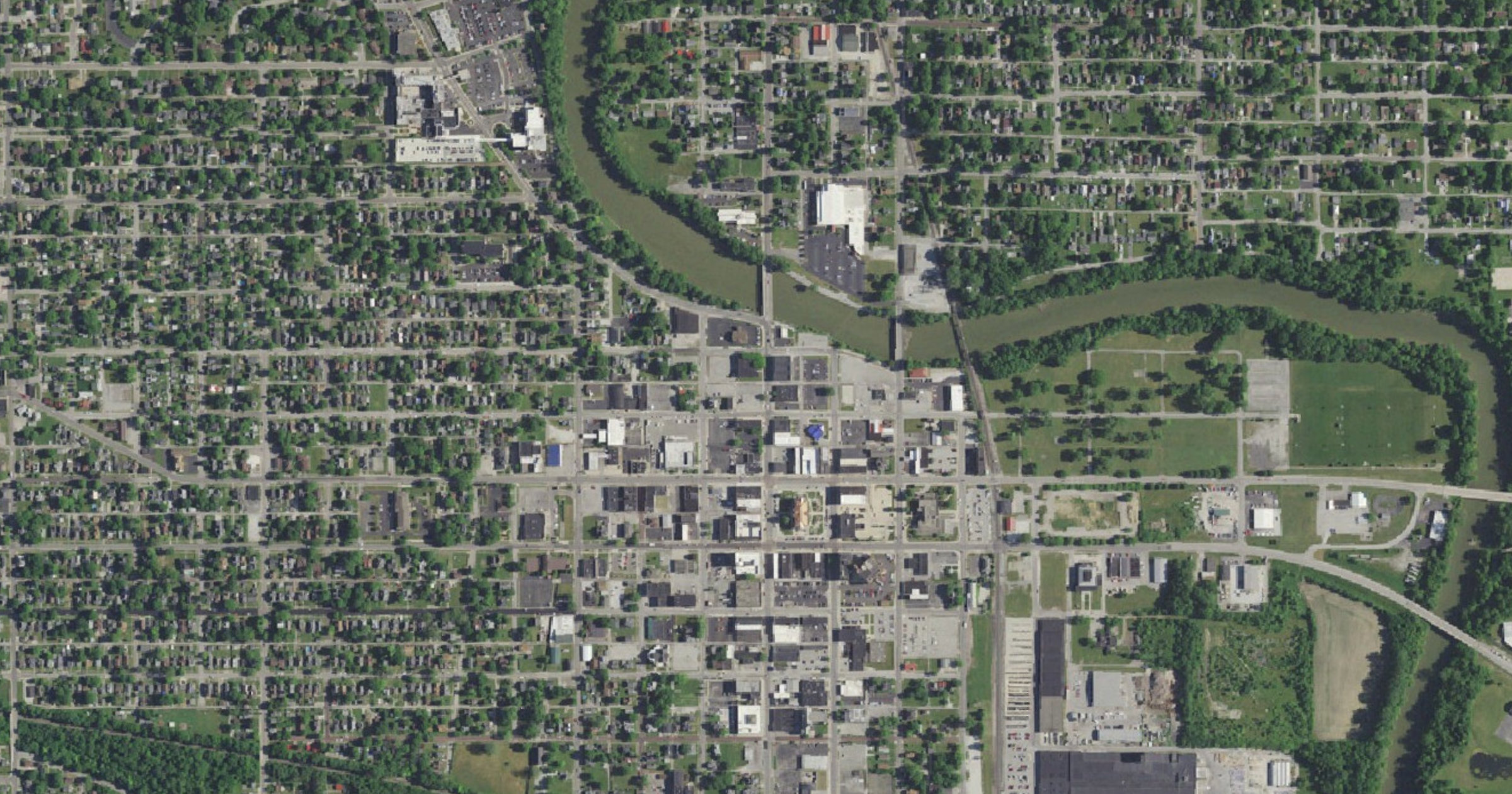 Aerial view of the 800-acre data center in Marion site in Marion, IN