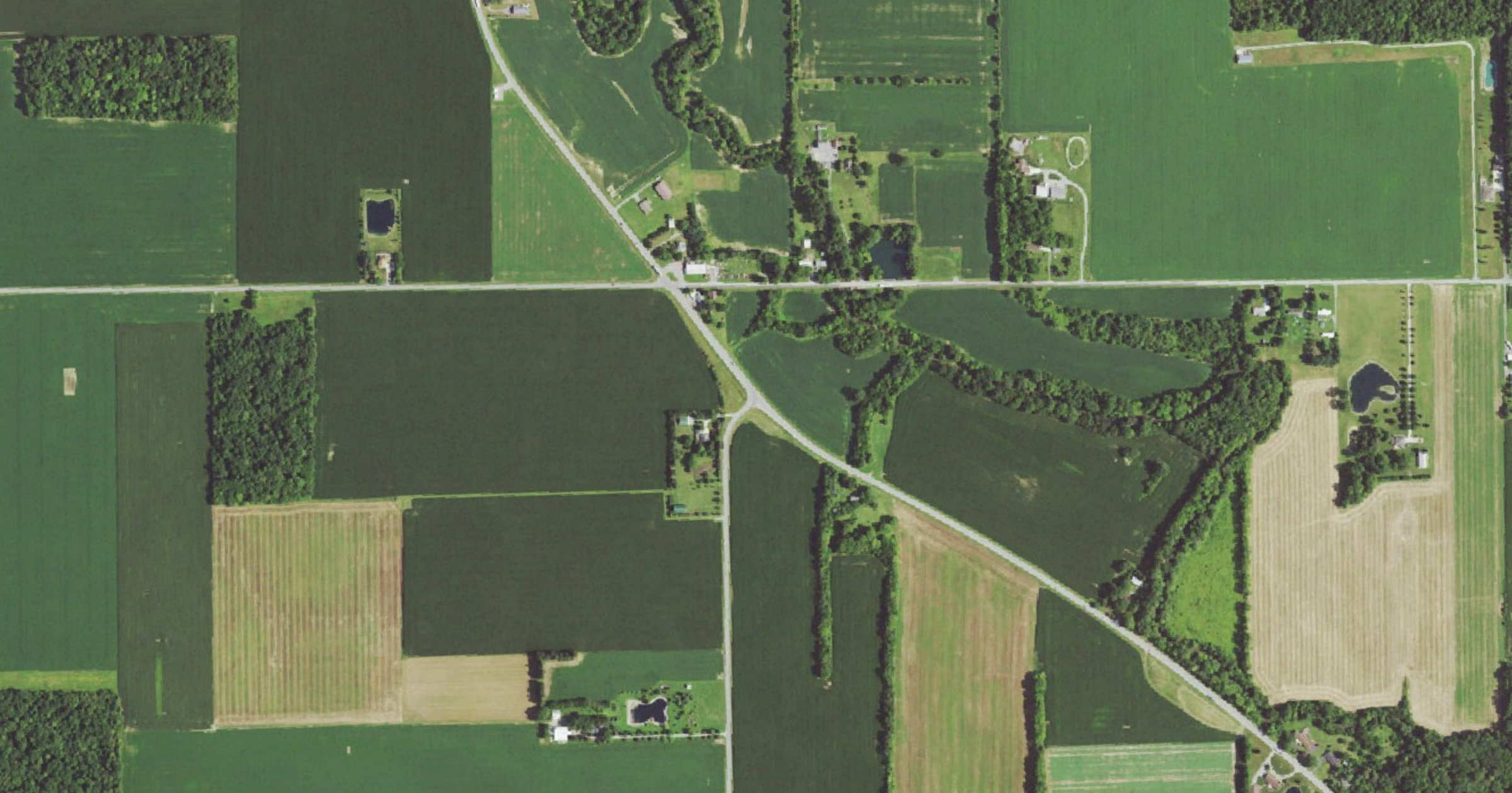 Aerial view of the AEP Lyka substation for new large customer (Sugar Creek Township) site in Allen County, OH
