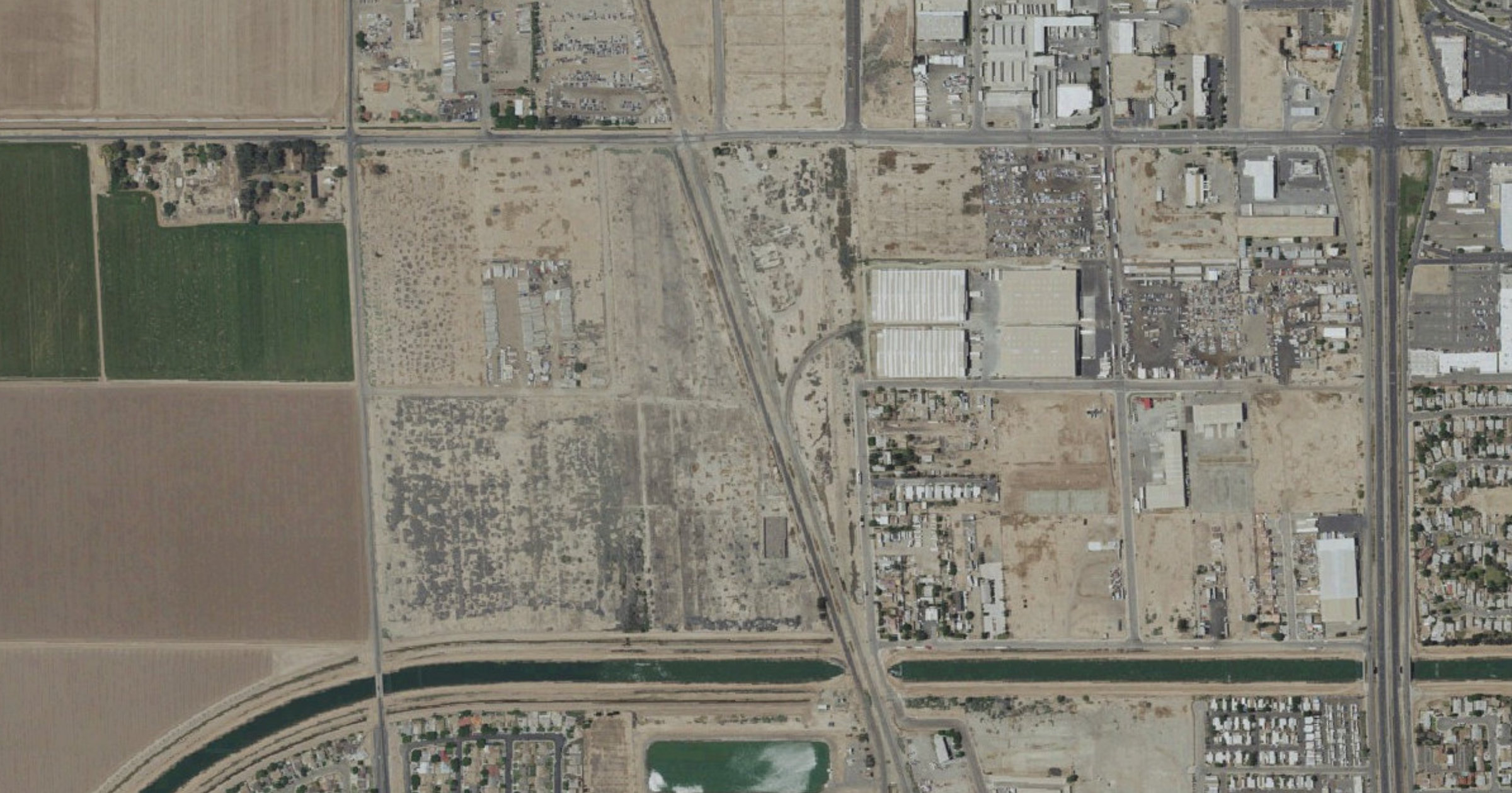 Aerial view of the Calexico 36-acre site next to IID Pruett substation site in Calexico, CA