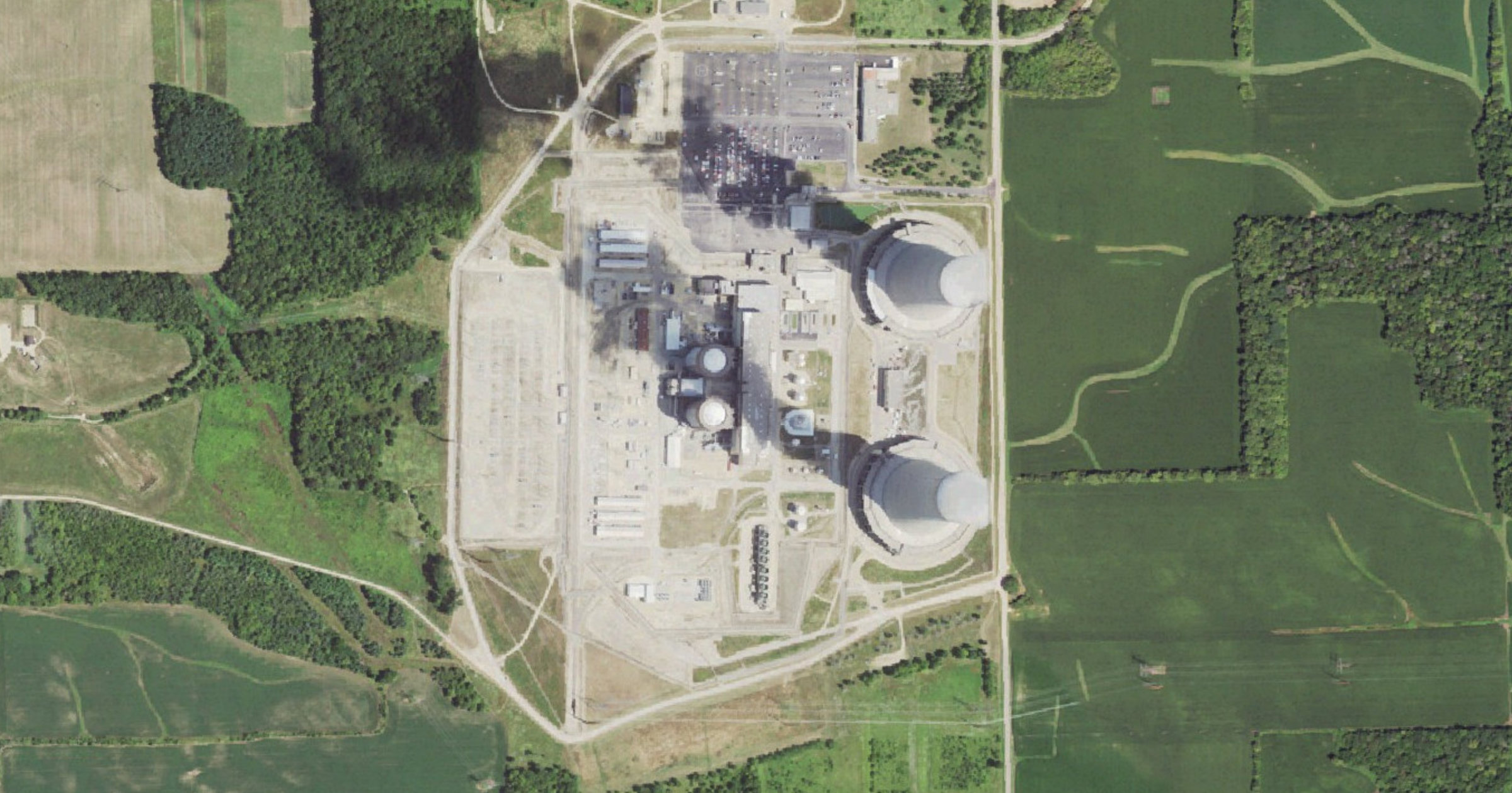 Aerial view of the Constellation Byron nuclear plant data center site site in Byron, IL
