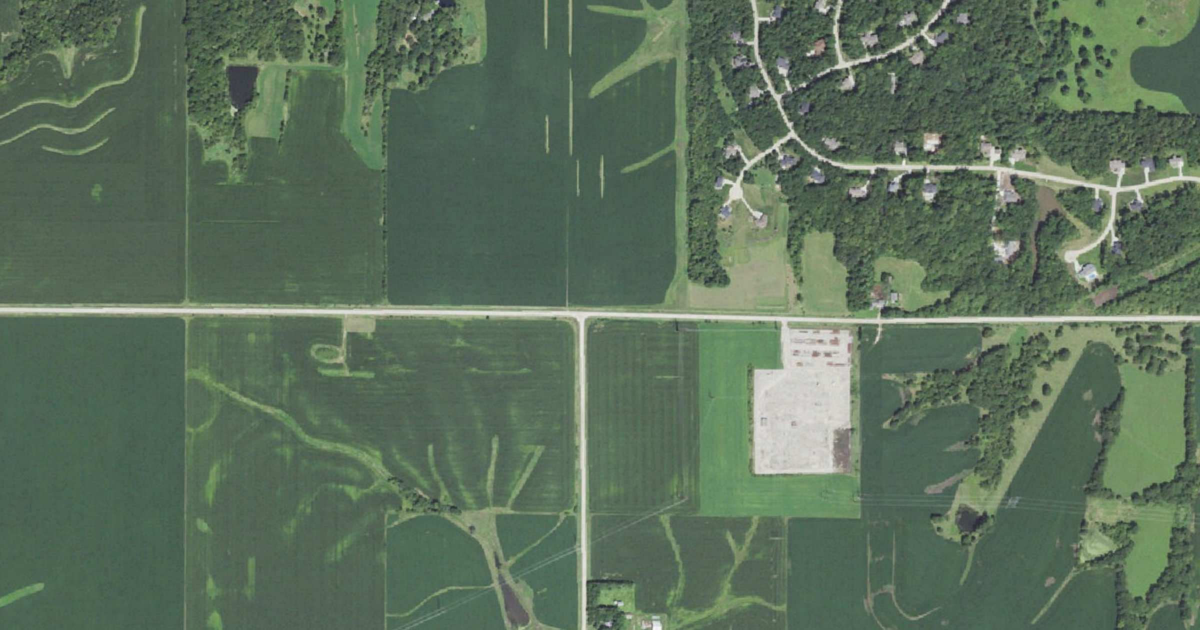Aerial view of the Diligent Development Van Meter certified data center site (120 acres) site in Van Meter, IA