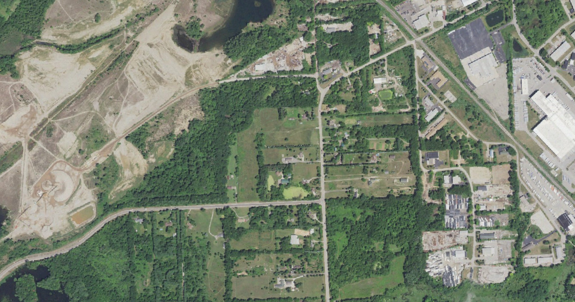 Aerial view of the Green Oak Township data center rezoning site in Green Oak Township, MI