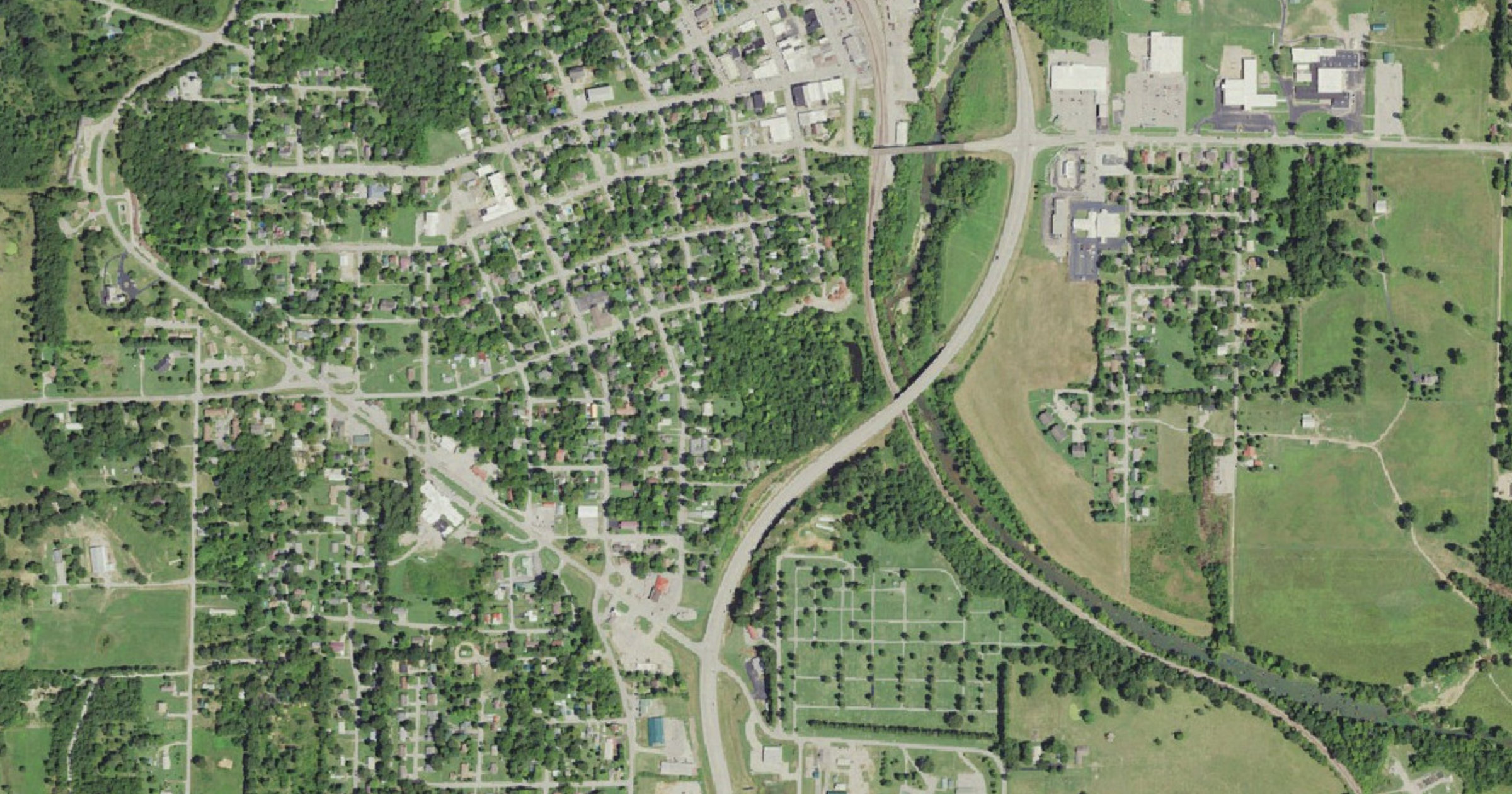 Aerial view of the Potential data center in Thayer site in Thayer, MO