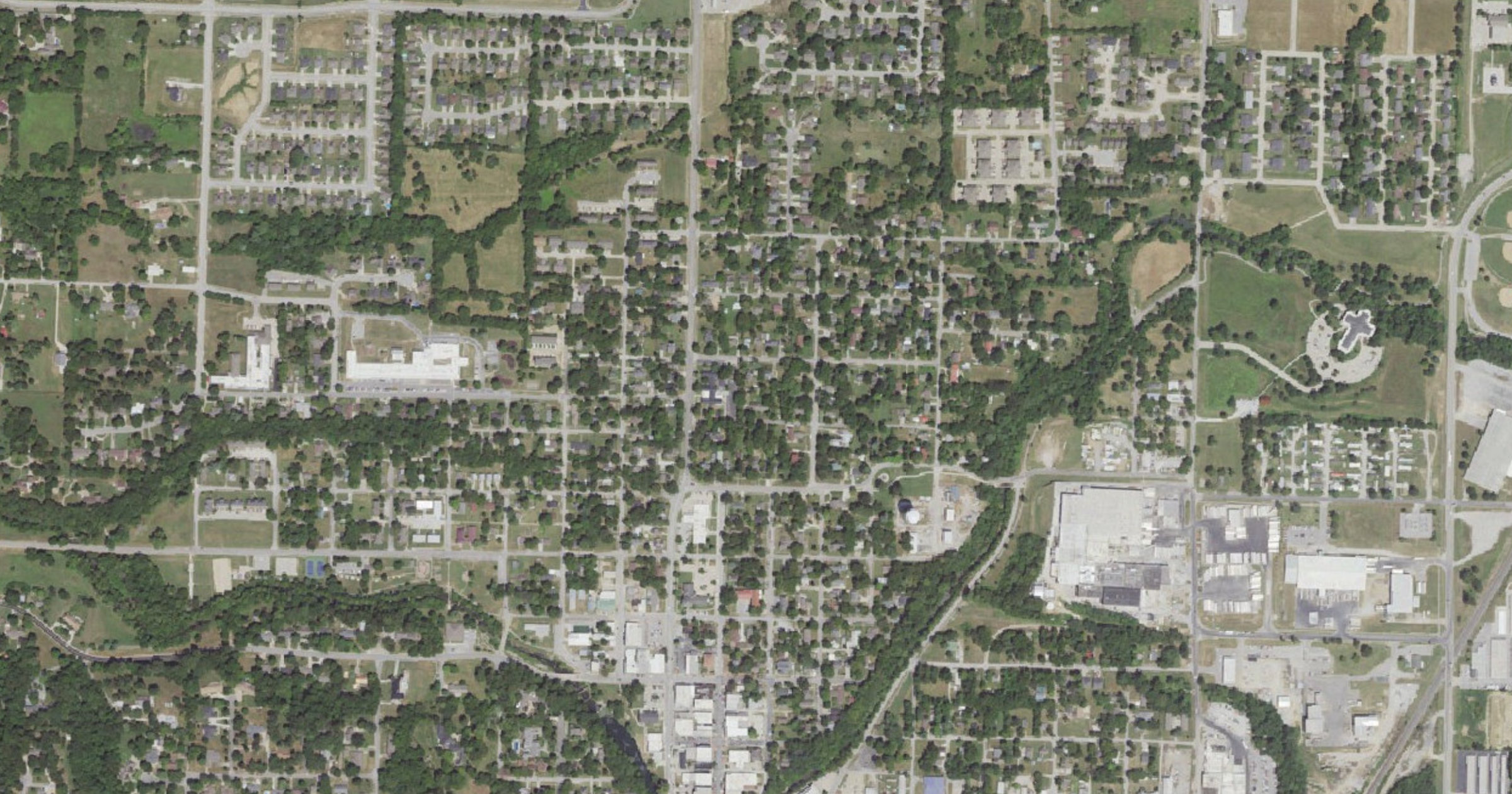 Aerial view of the Siloam Springs data center proposals (moratorium under consideration) site in Siloam Springs, AR