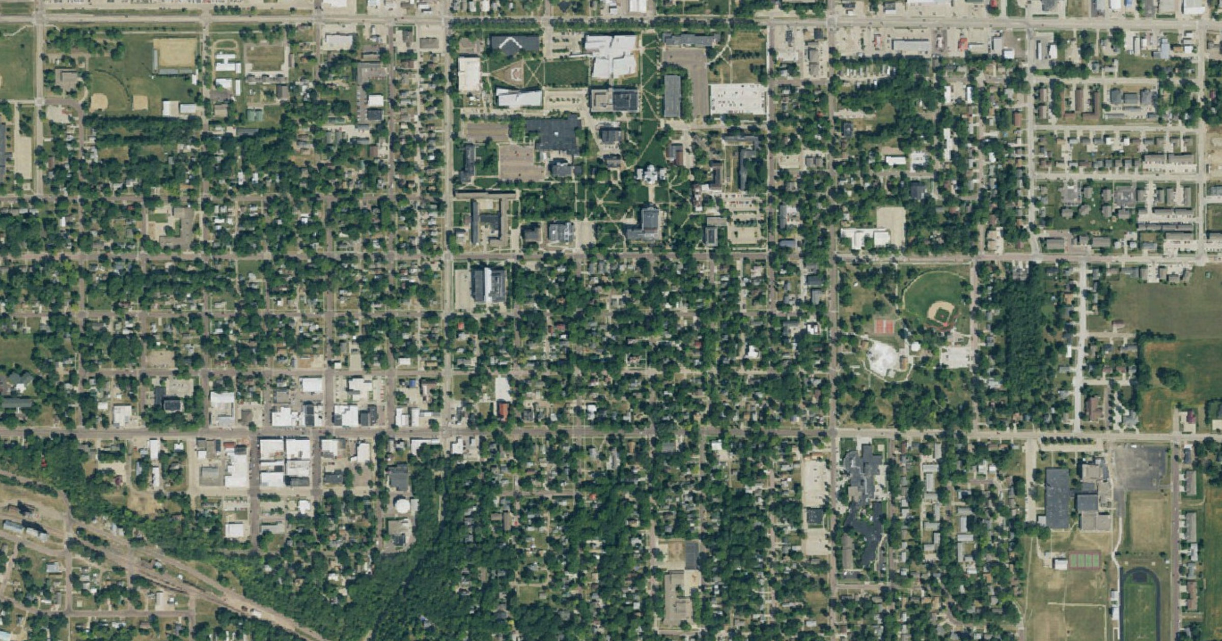 Aerial view of the Vermillion / Clay County data center inquiries (two unnamed companies) site in Vermillion, SD
