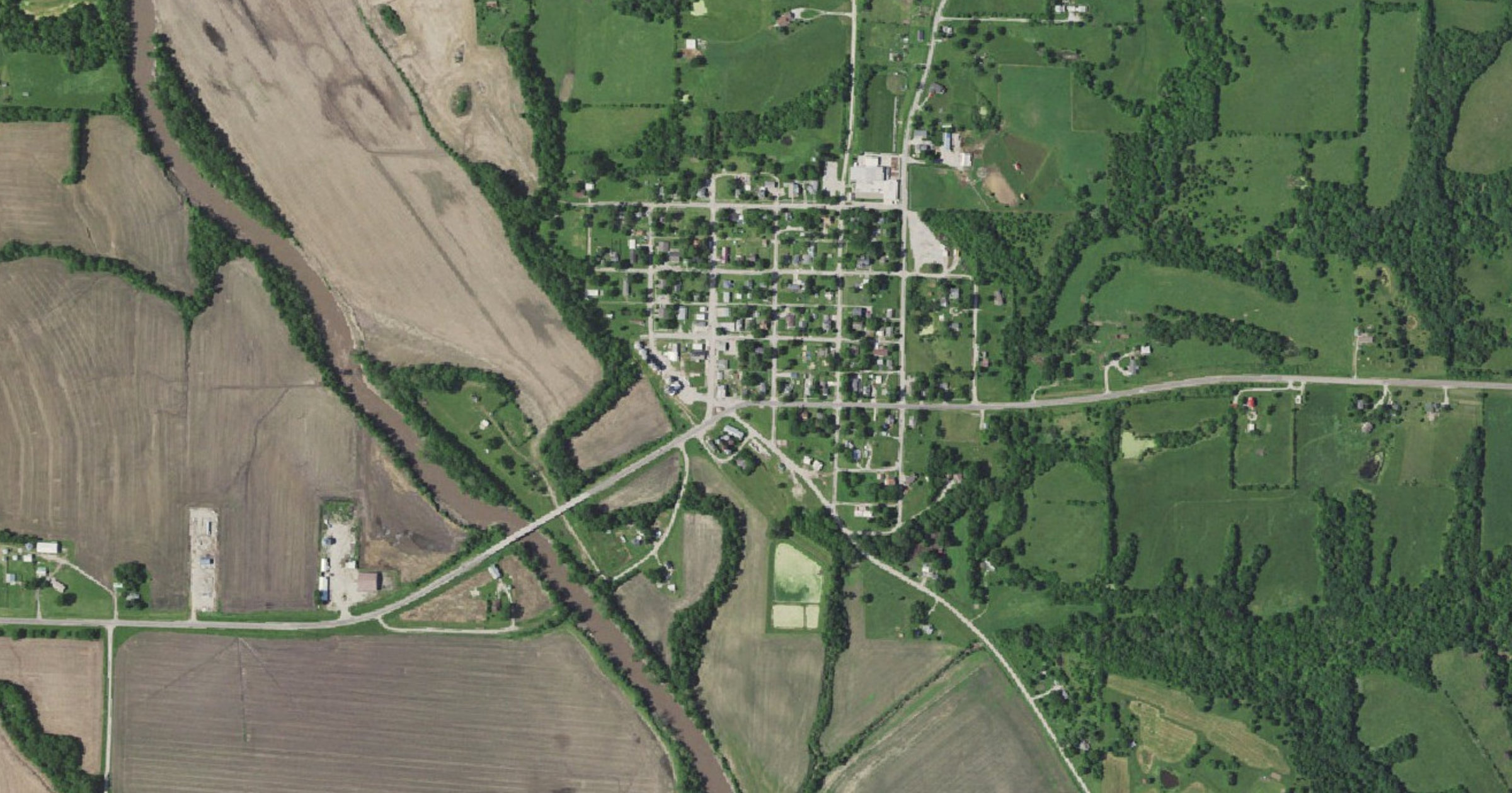 Aerial view of the White Cloud Acres AI Data Center site in Barnard, MO
